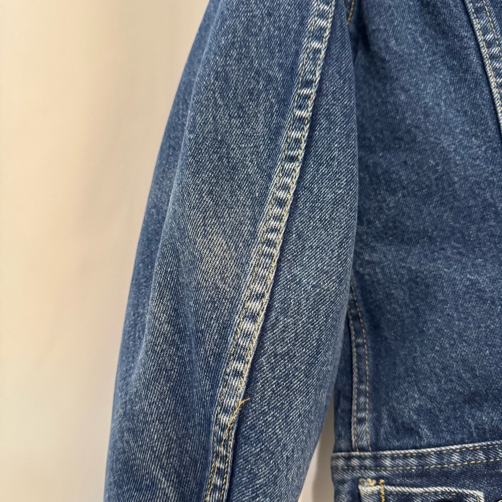 Vintage Lee Storm Rider Denim Jacket with Tan Corduroy Collar and Blanket Lined - Picture 7 of 16